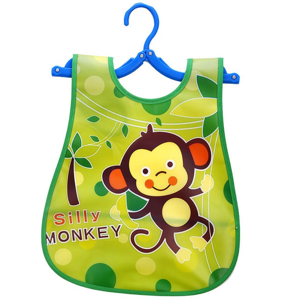 Adjustable Baby Bibs EVA Plastic Waterproof Lunch Feeding Bibs Baby Cartoon Feeding Cloth Children Baby