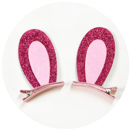 2pcs/Set Cute Hair Clips For Girls Glitter Rainbow Felt Fabric Flowers Hairpins Cat Ears Bunny Barrettes