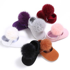 Toddler Baby Girl Soft Plush Princess Shoes cute pom shoes