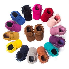 Newborn Baby Boy Girl PU Suede Moccasins Soft Shoes Fringe Soft Soled First Walker