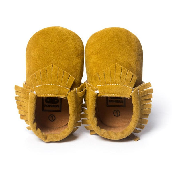 Newborn Baby Boy Girl PU Suede Moccasins Soft Shoes Fringe Soft Soled First Walker