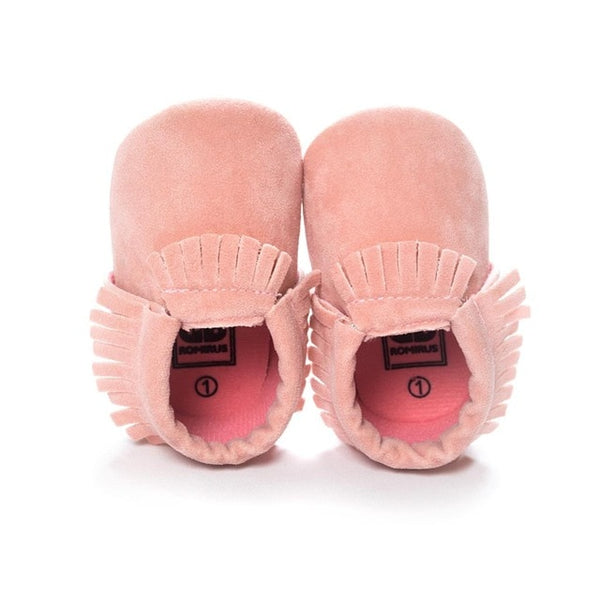 Newborn Baby Boy Girl PU Suede Moccasins Soft Shoes Fringe Soft Soled First Walker