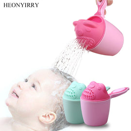 Cute Cartoon Baby Bath Caps Toddle Shampoo Cup Children Bathing Bailer Baby Shower Spoons Child Washing Hair Cup