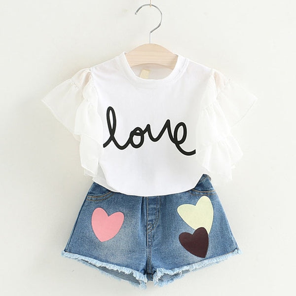 Kids Girls Clothing Sets SummeT-Shirt+Pant Dress 2Pcs